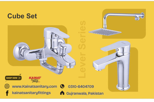Qube Bath Set – Liver Series | Premium Brass Sanitary Ware by Kainat Sanitary - Image 3